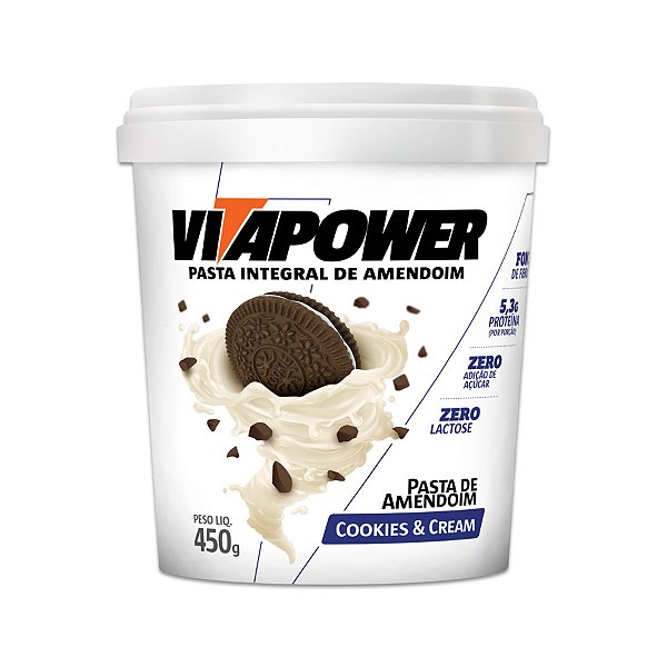 Pasta de Amendoim Vitapower Cookies e Cream 450g