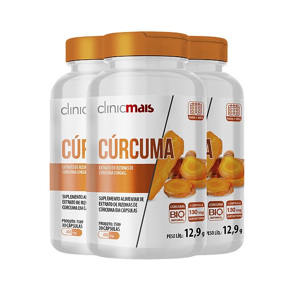 Kit 3 Cúrcuma ClinicMais 30 Cápsulas