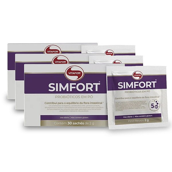 Probióticos Simfort Vitafor Mix 30 Sachês de 2g Kit 03 Und