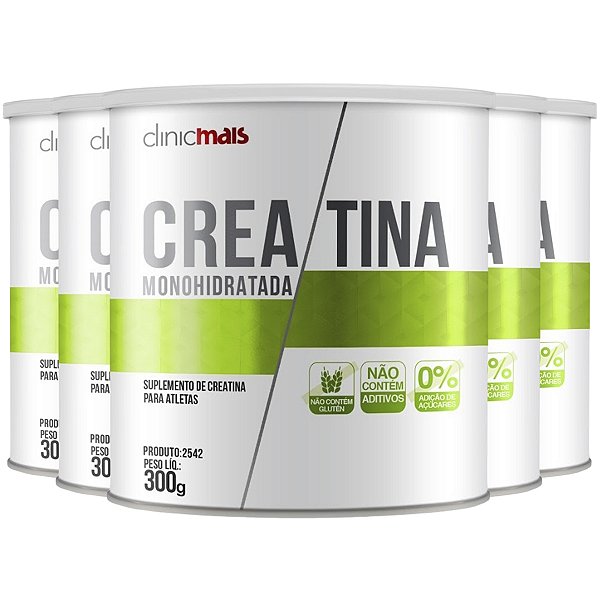 Kit 5 Creatina Monohidratada ClinicMais 300g