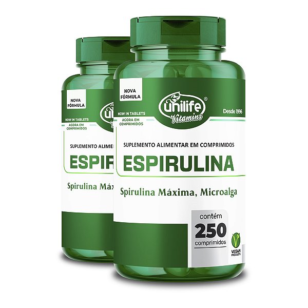 Kit 2 Espirulina Unilife 250 Comprimidos 1000mg
