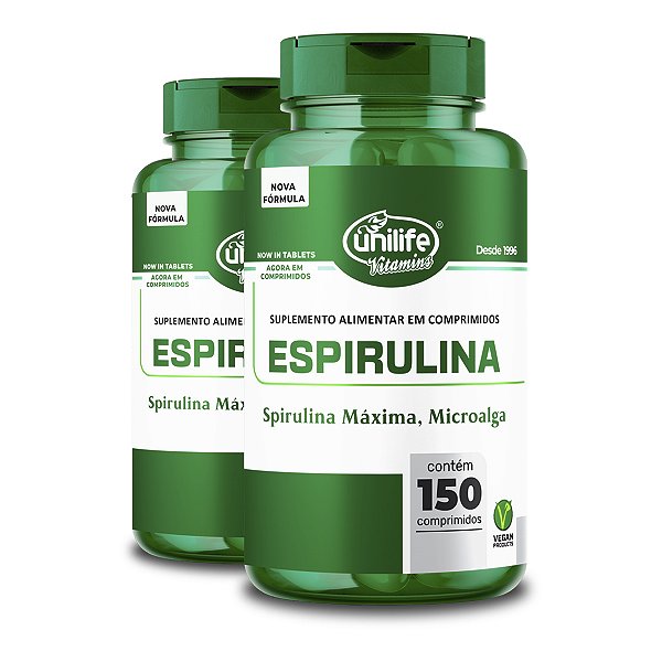 Kit 2 Espirulina Unilife 150 Comprimidos 1000mg