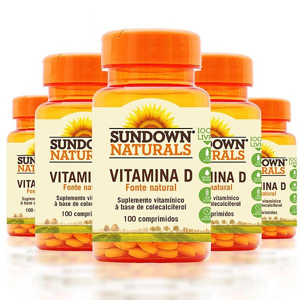 Kit 5 Vitamina D3 Sundown 100 Comprimidos