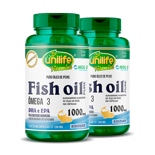 Kit 2 Óleo de Peixe Fish Oil Unilife 60 capsulas