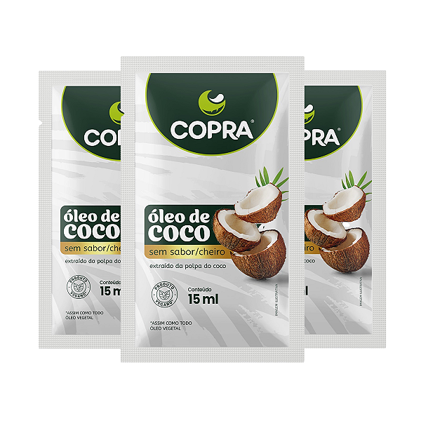 Kit 3 Óleo de Coco Sem Sabor Copra Sachê 15ml