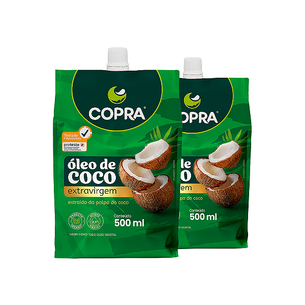 Kit 2 Óleo de Coco Extra Virgem Copra 500ml Pouch