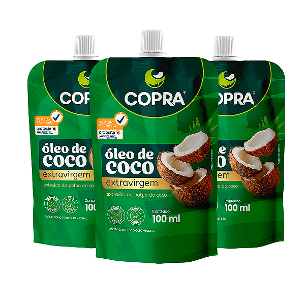 Kit 3 Óleo de Coco Extra Virgem Copra 100ml Pouch