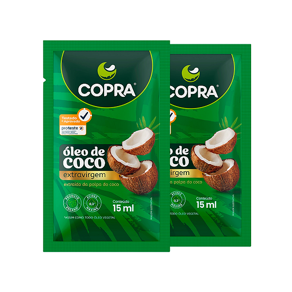 Kit 2 Óleo de Coco Extra Virgem Copra Sachê 15ml