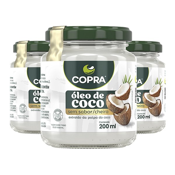 Kit 3 Óleo de Coco Sem Sabor Copra 200ml