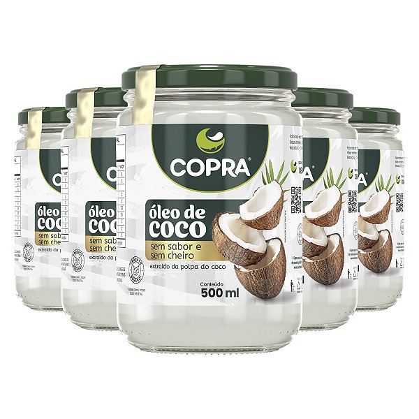 Kit 5 Óleo de Coco Sem Sabor Copra 500ml