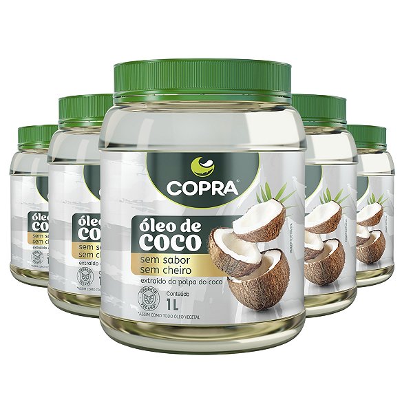 Kit 5 Óleo de Coco Sem Sabor Copra 1 Litro