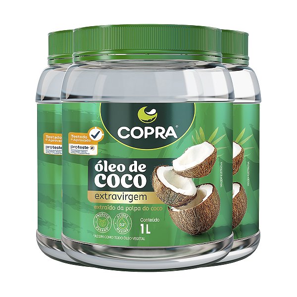 Kit 3 Óleo de Coco Extra Virgem Copra 1 Litro