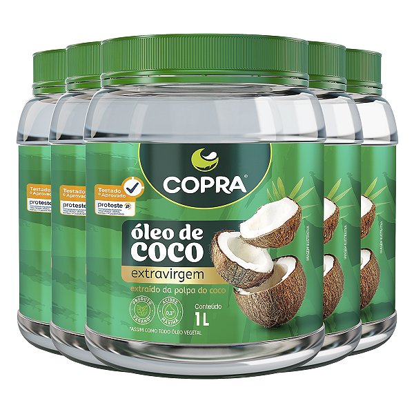 Kit 5 Óleo de Coco Extra Virgem Copra 1 Litro