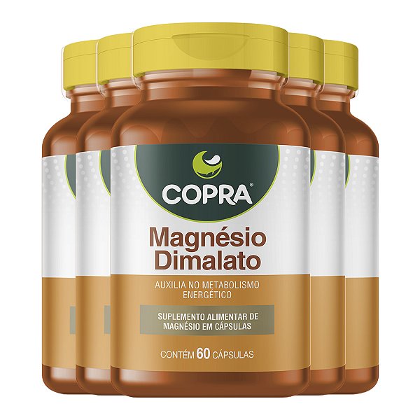 Kit 5 Magnésio Dimalato Copra 60 Cápsulas