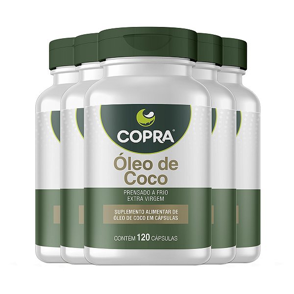 Kit 5 Óleo de Coco Extra Virgem Copra 120 Cápsulas