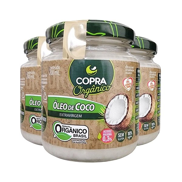 Kit 3 Óleo de Coco Extra Virgem Orgânico Copra 200ml