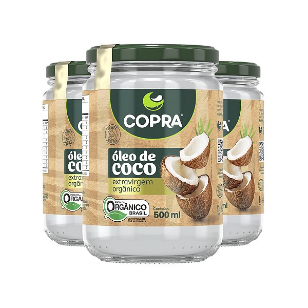 Kit 3 Óleo de Coco Extra Virgem Orgânico Copra 500ml