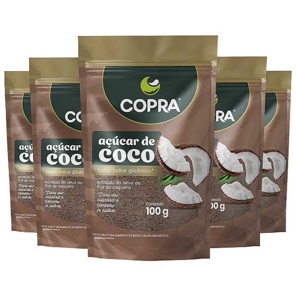 Kit 5 Açúcar de Coco Copra Vegano 100g