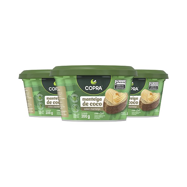 Kit 3 Manteiga de Coco Copra Sabor Manteiga com Sal 200g