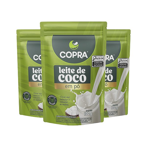Kit 3 Leite de Coco em Pó Copra Vegano 100g