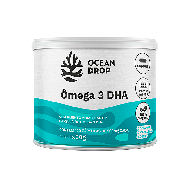 Ômega 3 DHA 400mg Ocean Drop Vegano 60 Cápsulas