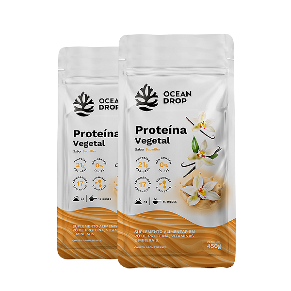 Kit 2 Proteína Vegetal Ocean Drop 450g Sabor Baunilha