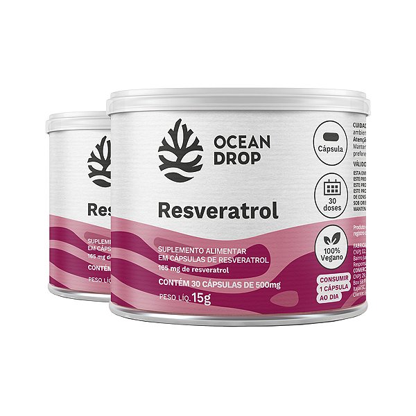 Kit 2 Resveratrol Ocean Drop Vegano 30 Cápsulas