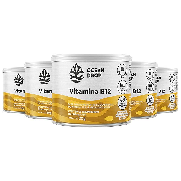 Kit 5 Vitamina B12 Ocean Drop Vegana 60 Comprimidos