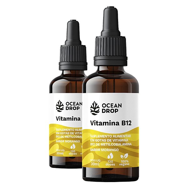 Kit 2 Vitamina B12 em Gotas Ocean Drop 30ml Sabor Morango