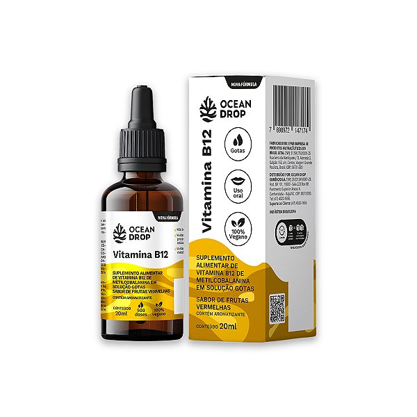 Vitamina B12 em Gotas Ocean Drop 20ml Sabor Frutas Vermelhas