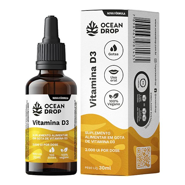 Vitamina D3 2000 UI em Gotas Ocean Drop Vegana 30ml