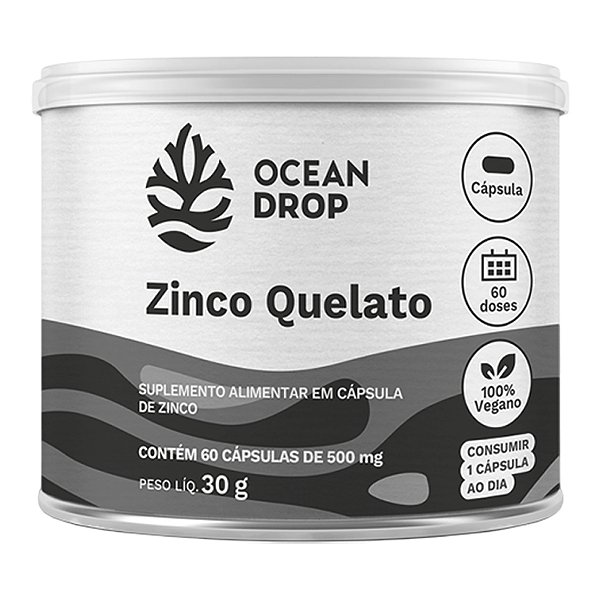 Zinco Quelato Ocean Drop Vegano 60 Cápsulas