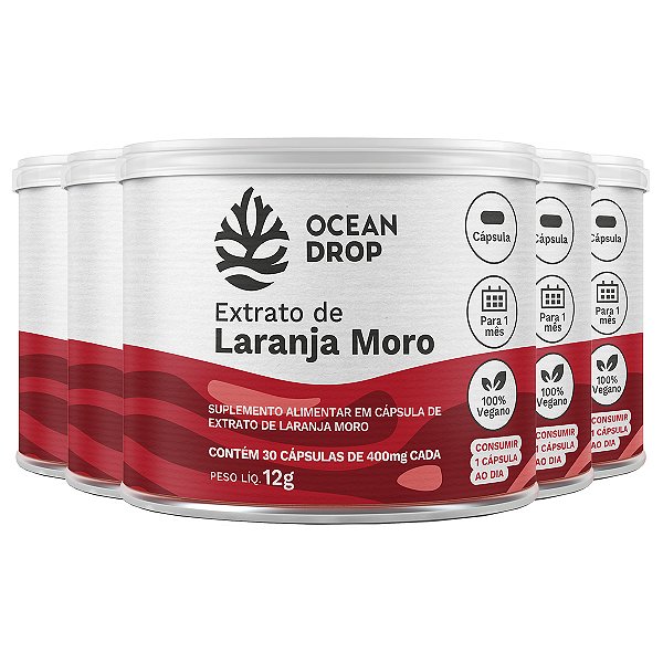 Kit 5 Laranja Moro Ocean Drop Vegana 30 Cápsulas
