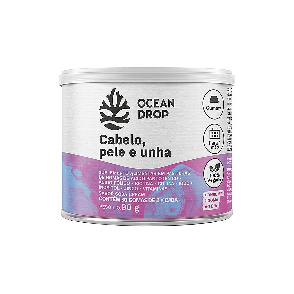 Cabelo, Pele e Unha Ocean Drop Vegano 30 Gomas