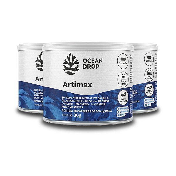 Kit 3 Artimax Ocean Drop Vegano 60 Cápsulas