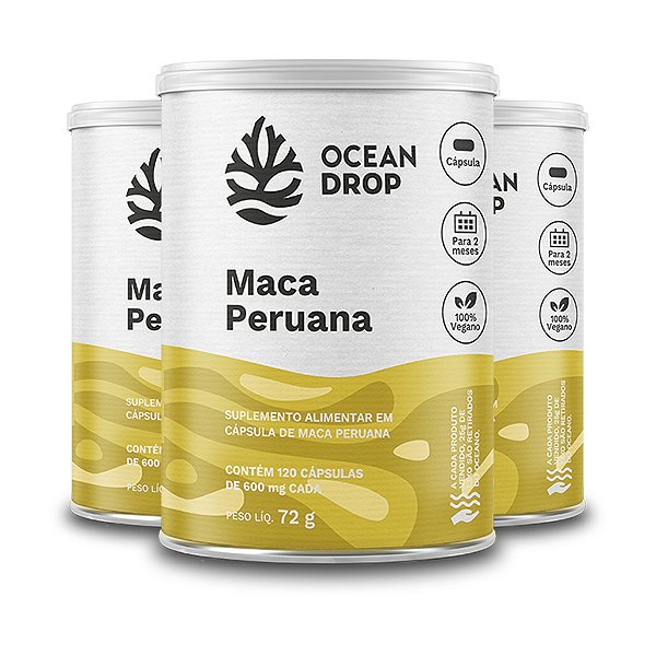 Kit 3 Maca Peruana Ocean Drop 120 Cápsulas