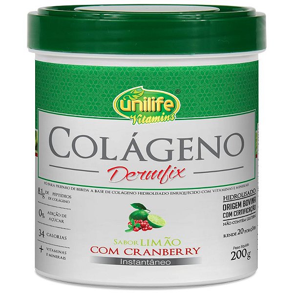 Colágeno Hidrolisado Dermfix Limão com Cranberry Unilife 200g