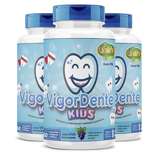 Kit 3 Vigordente Kids 60 comprimidos Unilife