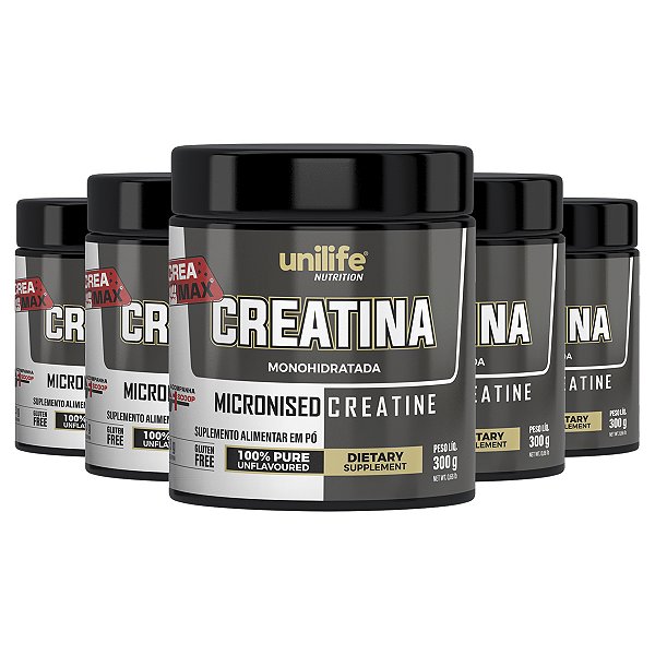Kit 5 Creatina Pura ATP Monohidrata 300g Unilife