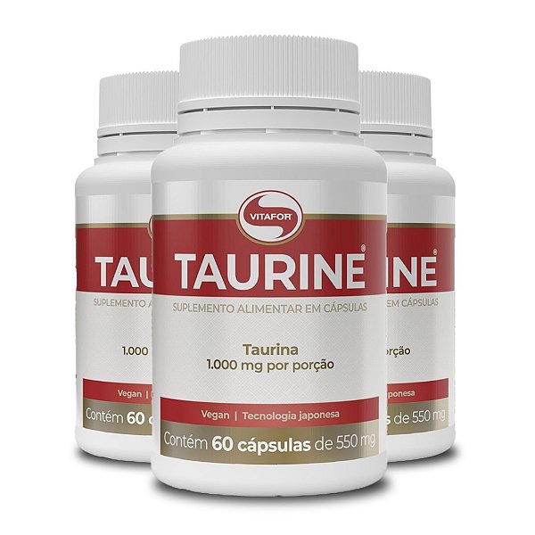 Kit 3 Taurine Vitafor 60 cápsulas de 550mg