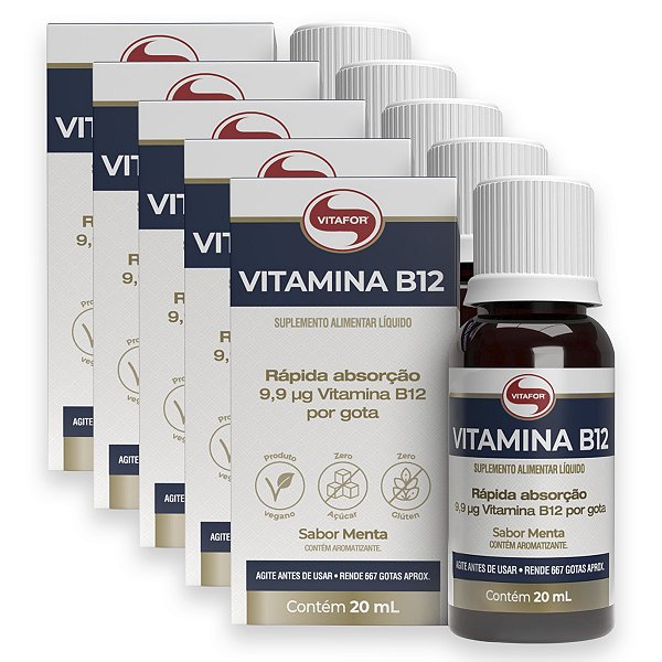 Kit 5 Vitamina B12 Vitafor 20ml Menta