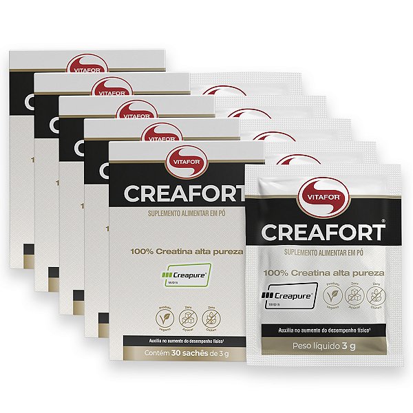 Kit 5 Creafort Creatina Creapure Vitafor 30 Sachês 3g