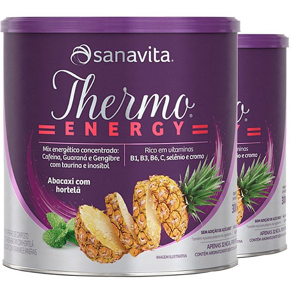 Kit 2 Thermo Energy Termogênico Sanavita 300g Abacaxi com hortelã