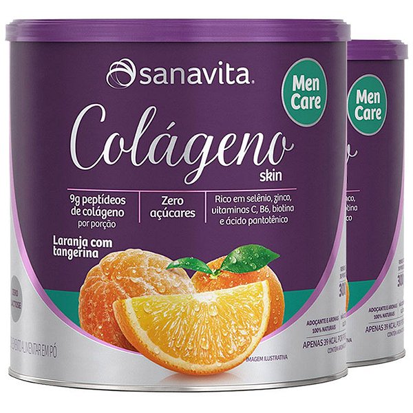 Kit 2 Colágeno hidrolisado Men care 300g Laranja Sanavita