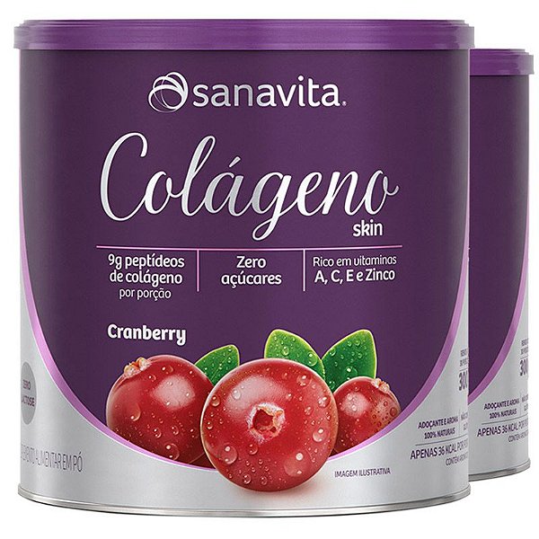 Kit 2 Colágeno hidrolisado Cranberry Sanavita 300g