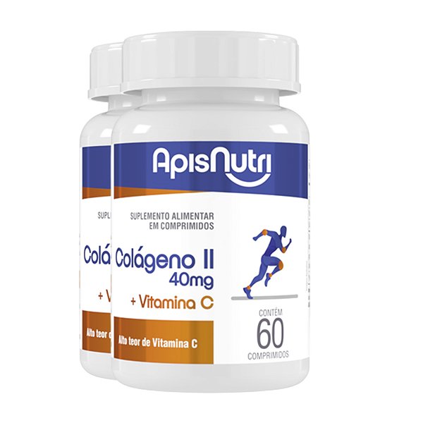 Kit 2 Colágeno Tipo II + Vita C Apisnutri 60 Comprimidos