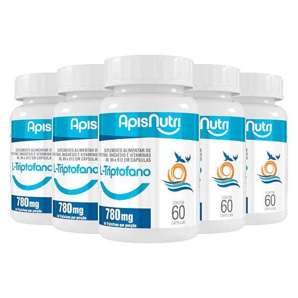Kit 5 L-Triptofano Apisnutri 780mg 60 Cápsulas