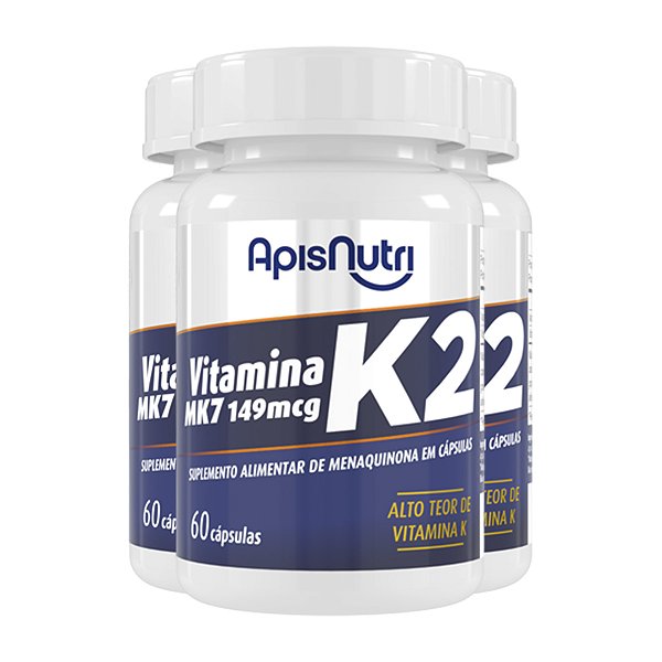 Kit 3 Vitamina K2 Apisnutri 60 cápsulas