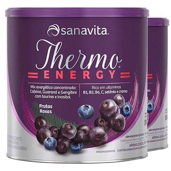 Kit 2 Thermo Energy Termogênico Sanavita 300g frutas roxas