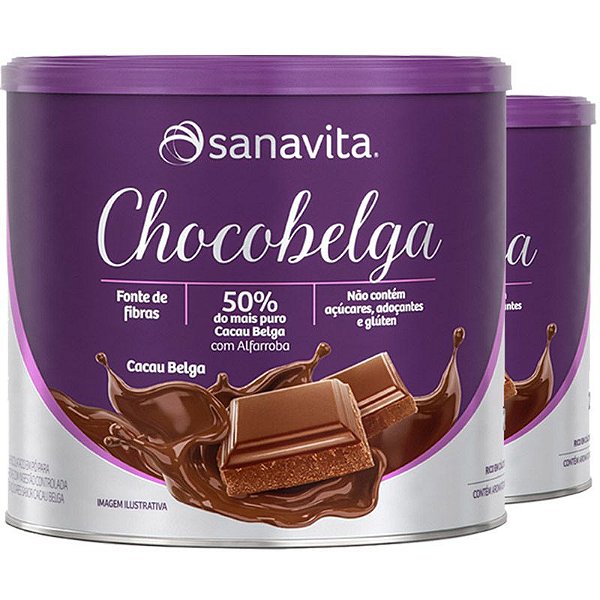 Kit 2 Achocolatado Alfarroba Sanavita 200g Cacau Belga